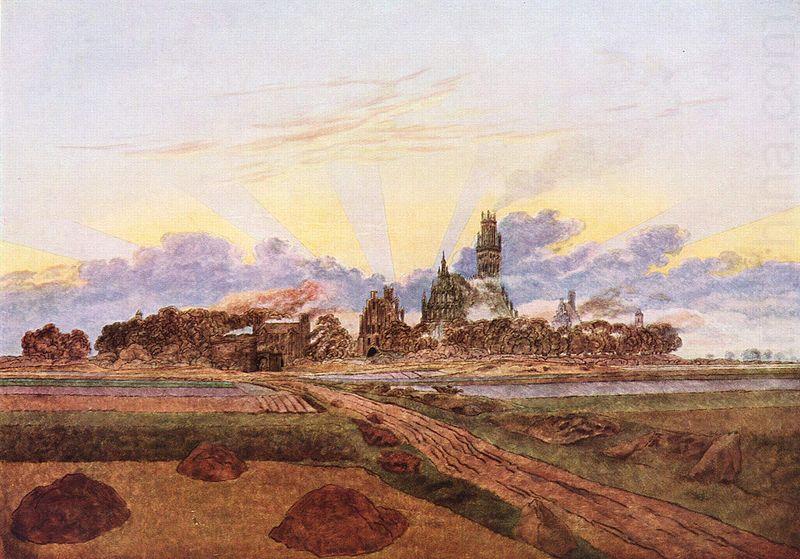 Brennendes Neubrandenburg, Caspar David Friedrich